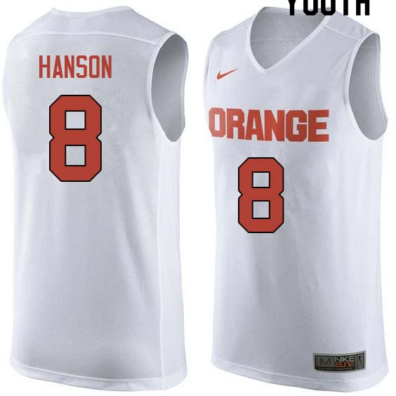 Youth #8 Vic Hanson Syracuse White College Basketball Jerseys Sale-White - Click Image to Close